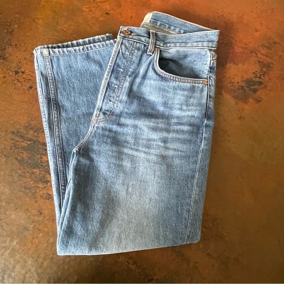 DOEN High Rise Blue Denim Jeans HEMMED INSEAM 26 INCHES